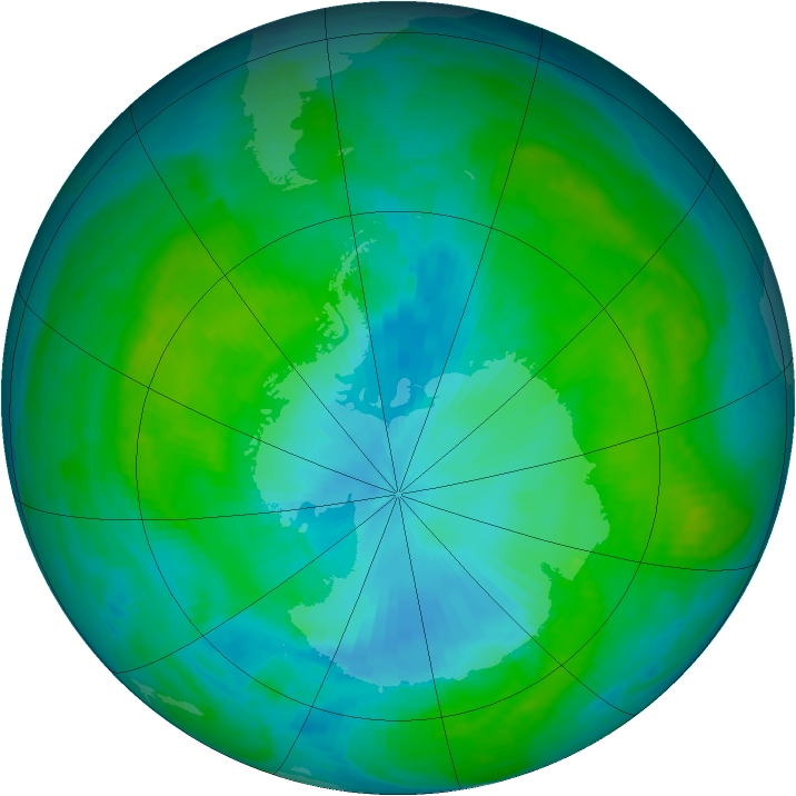 Antarctic ozone map for 25 January 1985